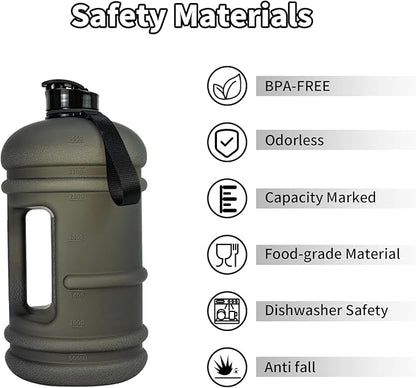 TOOFEEL 1 Gallon Water Bottle - 128 oz With Flip Lid, Measurements Marked, Leak Proof BPA Free Jug for Gym, Sports - Matte Black