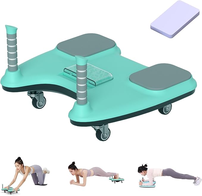 Balance Board for Core Workout, Portable Pure Plank Support with 4 Caster Wheels, Quick Assembly, Convertible into Abdominal Board, Home Fitness Equipment for Full Body Workout