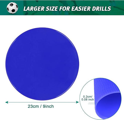 Poly Spots 4" or 9" Flat Cones Spot Markers for Gym/PE Training, Dance, 12/18/24 Pcs Non-Slip Rubber Floor Dots Flat Disc Markers for Soccer Basketball Sports Agility Drills, Classroom Activities