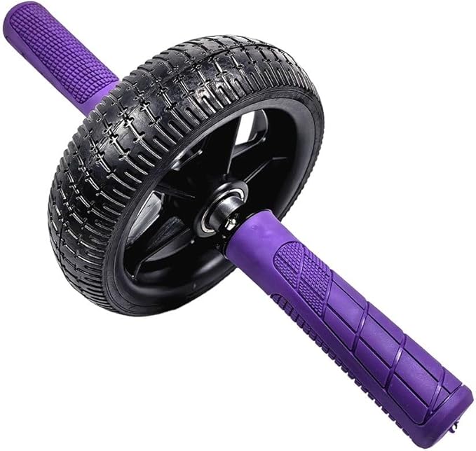 Home Fitness Abdominal Exerciser with Single Wheel, Durables 500 lb Load Capacity, Ergonomic 150 mm EVA Handle, Textured Non-Slip Tire for Stable Rolling on Multiple Surfaces(black+purple)