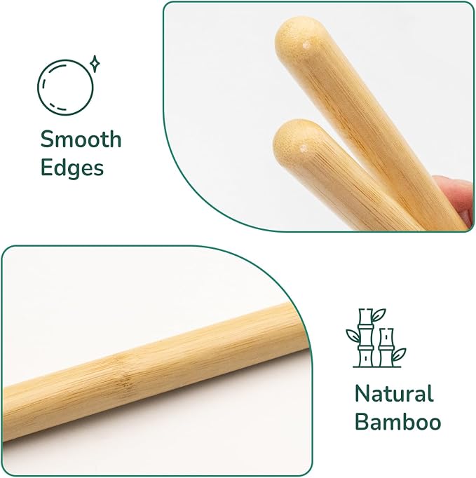 2 PCS Solid Bamboo Massage Stick Set for Body Shaping, Roller Stick, Guasha Sticks, Warm Therapy Tools for Muscle Relaxation