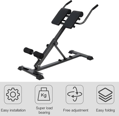 Ab Workout Equipment,Abdominal Roller,Core & Abdominal Trainers AB Workout Machine,Foldable Sit Up Bench,for Home Gym, Strength Training Exercise Equipment for Body Shaping, Foldable Waist (Black Plus)