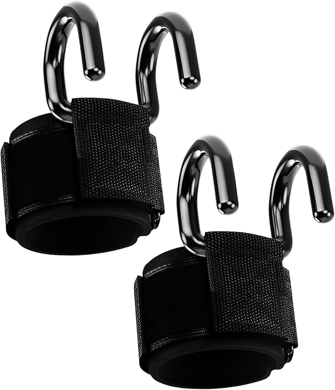Weightlifting Hooks with Enhanced Grip, Metal Hooks and Thickened Wrist Support, Fitness Training Hooks for Barbell, Dumbbell, Pull-Up Bar, 7.9 X 5.9 X 2.4 in