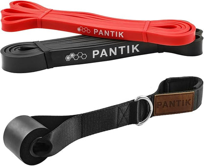 Resistance Bands Set with Door Anchor for Women and Men Pull up Bands Exercise Loop Band for Body Stretching Powerlifting Yoga Pilates Resistance Training red Black