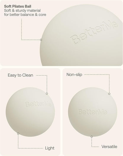 BetterMe Soft Pilates Ball – 8 Inch Mini Exercise Ball for Pilates, Yoga & Core Training – Small Stability Ball for Women – Portable Workout Tool