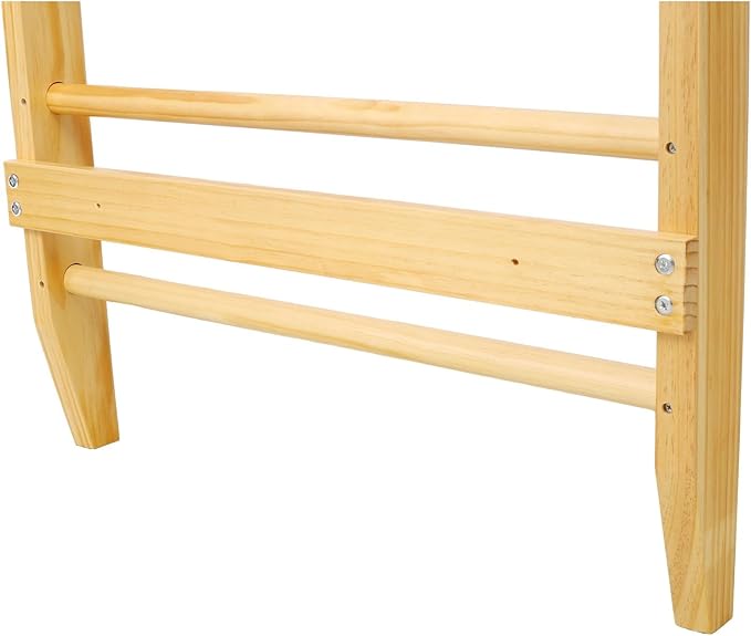 Multi-use Swedish Ladder - Gymnastics Wood Stall Bar with Wall-Mounted Pull Up Bar for Home Gym, Physical Therapy, and Versatile Workouts (76.7" x 31.5"), Natural