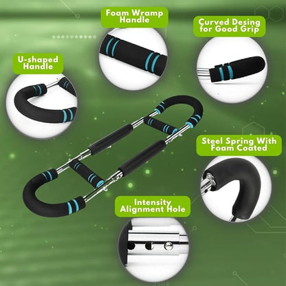 Twister Arm Trainer - Chest Workout Equipment - Chest Press Machine - Arm Trainer for Men - Power Twister Bar - Exercise Bar - Upper Body Workout Equipment with Resistance Band