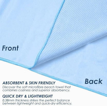 Microfiber Towel Large for Beach, Travel, Swimming, Bath, Pool–Quick Dry, Ultra Compact, Sand Free, Lightweight & Super Absorbent(Light Blue,60x30 in)