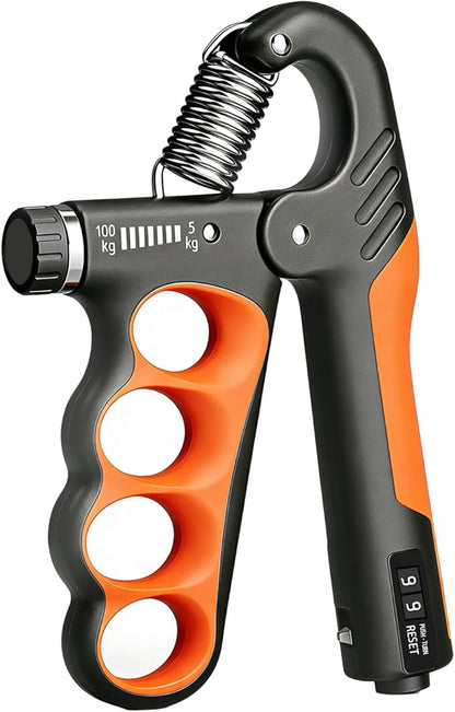 Hand Gripper Strengthener, 11-220LBs Adjustable Resistance Grip Strength Trainer with Counter, Forearm Exerciser for Injury Recovery and Muscle Building