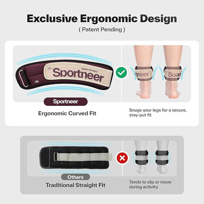 Sportneer Ankle Weights 0.5/1/2/3/5 LBS 1 Pair Wrist Leg Arm Weights for Women Men Kids Child with Adjustable Straps, Strength Weighted for Jogging Running Walking Fitness Gym Workout