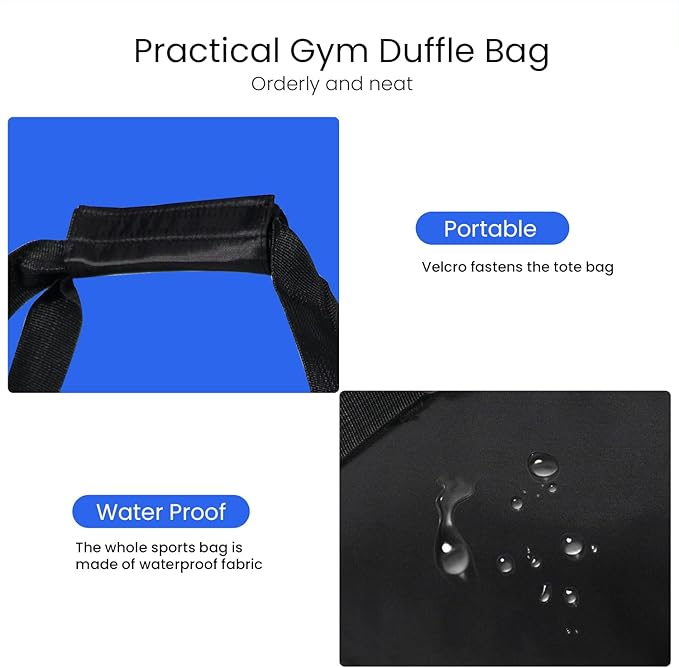 C&F BOGMOST Small Gym Bag for Women & Men,Small Lightweight Duffel Bag Carry On Bags Mini Duffel Travel Bag Waterproof Sports Bags for Workout/Sport/Travel, Black,Medium