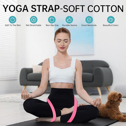 Yoga Exercise Adjustable Straps 8FT with Durable D-Ring for Pilates & Gym Workouts | Hold Poses, Stretch, Improve Flexibility & Maintain Balance