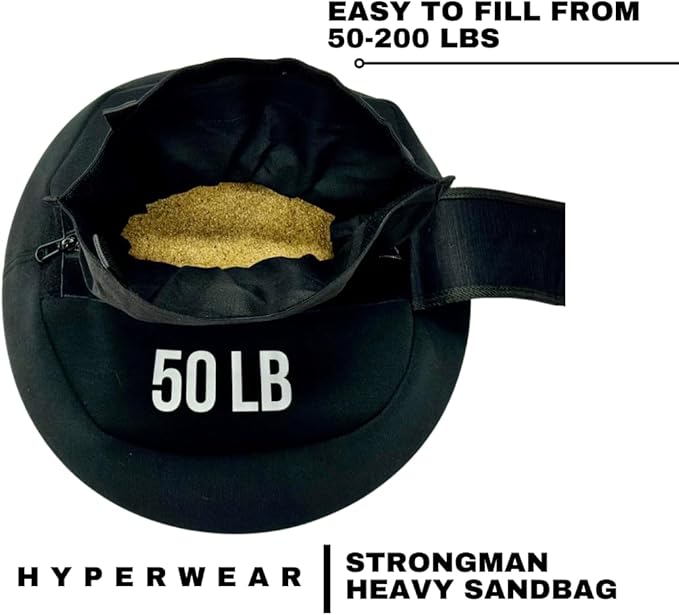 HYPERWEAR Boulder Strongman Sandbag, Heavy-Duty Neoprene Workout Bag for Strength & Full-Body Training (50–200 lbs)
