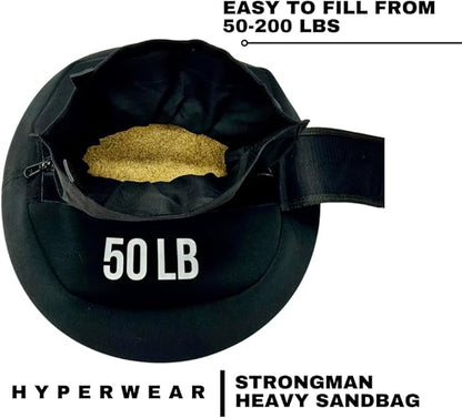 HYPERWEAR Boulder Strongman Sandbag, Heavy-Duty Neoprene Workout Bag for Strength & Full-Body Training (50–200 lbs)