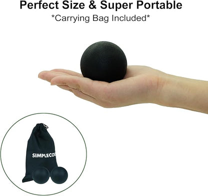 Small Hard Massage Ball 2 Pack. Lacrosse Ball Size Fascia Balls for Trigger Point Deep Tissue Myofascial Release Muscle Relax Plantar Fasciitis Relief Physiotherapy Yoga Pilates (Black)