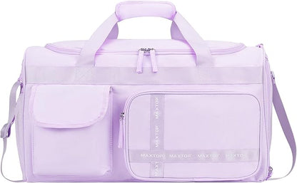 MAXTOP Gym Bag for Women Men Travel Duffle Bag Large Capacity Carry On Weekender Overnight Bag With Shoe Compartment Gym Tote Dry Wet Separation Duffel Bag for Travel