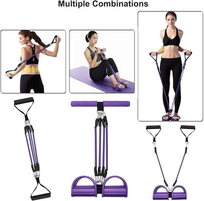 Upgrade 4-Tube Pedal Ankle Puller Resistance Bands, Pedal Puller Resistance Band with Handle for Home Gym,Yoga & Pilates,Ideal to Tone Arms,Abs,Waist Unisex Two