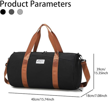 BE SMART Waterproof Mens Gym Bag with Shoe Compartment, Sports Gym Duffle Bag with Adjustable Strap for Men Women, Lightweight Large Sport Duffel Bag for Travel, Sports, Workout(Black/Brown)