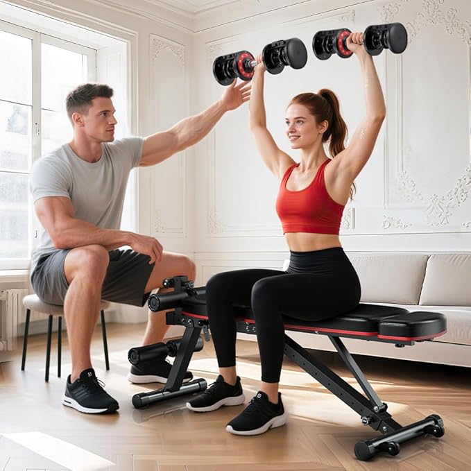 XDDIAS Adjustable Dumbbell Set of 2, 25/55/80/90LB Dumbbell Set- 1-Hand Fast Adjustment with Anti-Slip Handle, Compact Free Weights Dumbbells Set for Men/Women Home Gym Strength Training Equipment