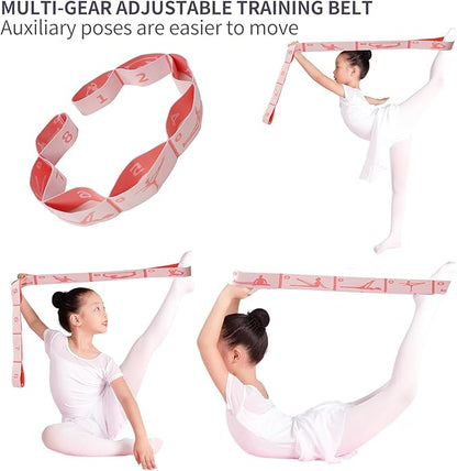 Extended 8 Loops Kids' Elastic Band – Adjustable Dance & Gymnastics Stretch Strap for Children's Training, Yoga, Pilates, and Ballet Resistance Home Workout