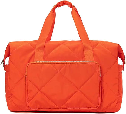 Orange Gym Bag for Women, 18 Inch Lightweight Puffy Carry On Duffel Bag for Travel Sports Yoga, Water Resistant