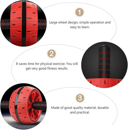 Core Strength Training Ab Wheel Roller with Knee Pad, Red Exercise Roller for Home and Gym Workout