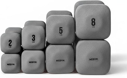 WeGym SafeGrip Square Dumbbells with Anti Slip Handles, Aesthetic Free Weights for Home Workouts, Stable Design Prevents Rolling during Floor Exercises - Set