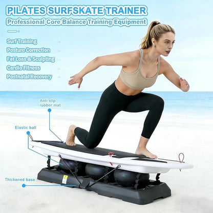 Indoor Surf Trainer Machine with Balance Board, Home Gym Fitness Equipment for Core Strength, Agility and Coordination Training, Suitable for Surfing Skiing Practice