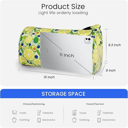 C&F BOGMOST Small Gym Bag for Women & Men,Small Lightweight Duffel Bag Carry On Bags Mini Duffel Travel Bag Waterproof Sports Bags for Workout/Sport/Trave,Fruit Lemon