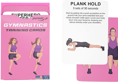 Gymnastics Training Equipment Aid Cards: Great Training Drills for Solo Practice. Exercises and Workouts for at Home. Fun Activity for Kids, Youth Junior and Beginners Gymnasts Dance