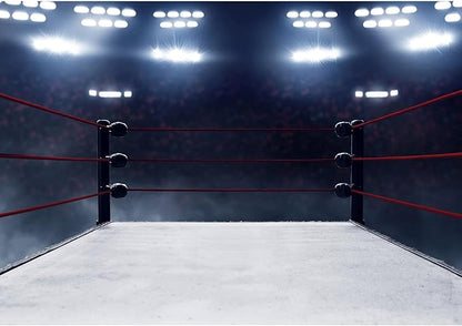 Boxing Ring Backdrop Boxing Arena with Stadium Light MMA Photography Backgrounds Boxing Theme Party Decorations Wrestling Arena Backdrops Man Boys Portrait Photo Studio Banner Props 20x10ft