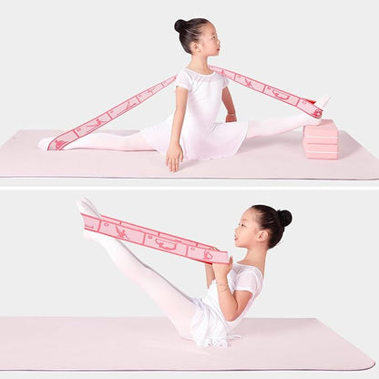 Adjustable Stretch Strap for Kids, 8-Loop Elastic Resistance Band for Children Gymnastics, Ballet Dance, Yoga, Stuff，Pilates & Flexibility Training, Home Exercise Equipment for Girls