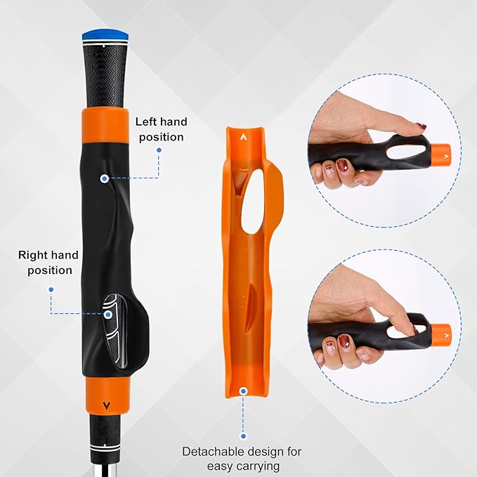 Golf Club Grip Trainer, Right Hand Lightweight Swing Trainer Golf Training Aid with Anti-Slip Wrist Support Accessories for Correct Hand Position & Grasp
