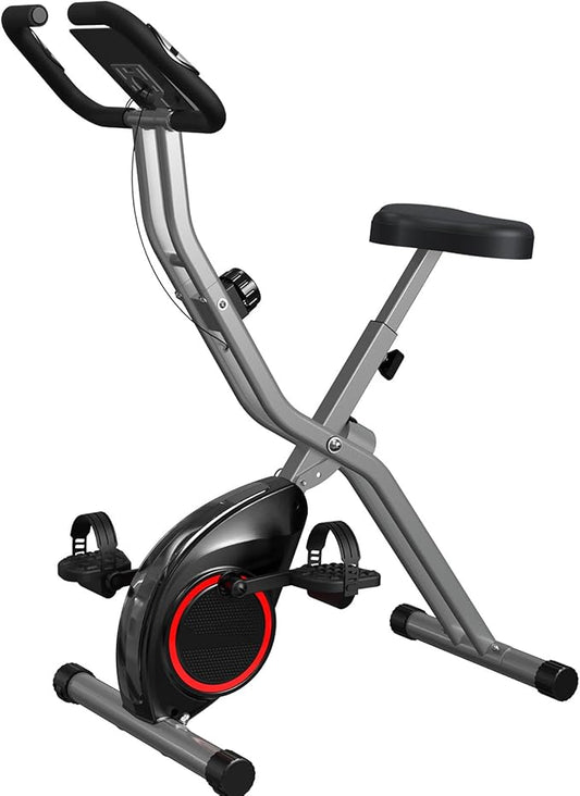 Foldable Exercise Bike Stationary Bikes for Home, 5 IN 1 Indoor Workout Bike, Cycling Bike with 16-Level Quiet Magnetic Resistance, 6.6 LBS Flywheel and 300LBS Capacity for Senior and Home Workout