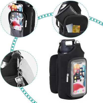 Magnetic Gym Bag, Magnetic Water Bottle Carrier Holder Gym Crossbody Sling Phone Pocket with Strap 6 Strong Magnets Pouch Sleeve for Men Women Travel Work Sports Fitness Accessories Organizer