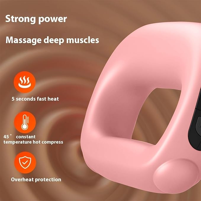 Deep Tissue Percussion Muscle Massage Gun: with Heat, Adjustable Intensity and Speed, Super Quiet, USB-C Rechargeable, Portable, Pain Relief for Athletes and Everyone, Ideal Gift（Pink）