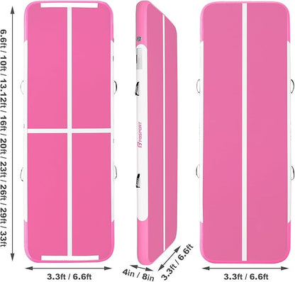 FBSPORT Inflatable Air Gymnastics Mat Training Mats 4/8 inches Thickness Gymnastics Tracks for Home Use/Training/Cheerleading/Yoga/Water with Pump