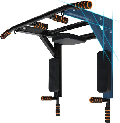 BDL Wall Mounted Pull Up Bar Chin Up bar Multifunctional Dip Station for Indoor Home Gym Workout, Power Tower Set Training Equipment Fitness Dip Stand Supports to 440 Lbs