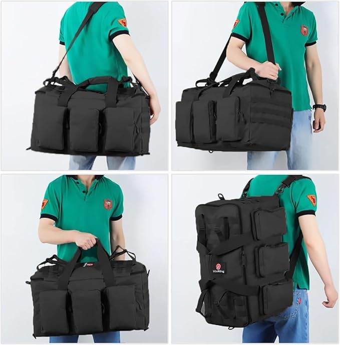 3 In 1 Military Duffel Bag 50L Gym Bag for Men Convertible Weekender Backpack for Sports Travel Basketball