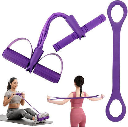 21 Fitness Resistance Bands with Pedal Ankle Puller, Full Body Strength Training Equipment for Home Gym, Sit Up Assist, Toning Arms, Legs, Waist