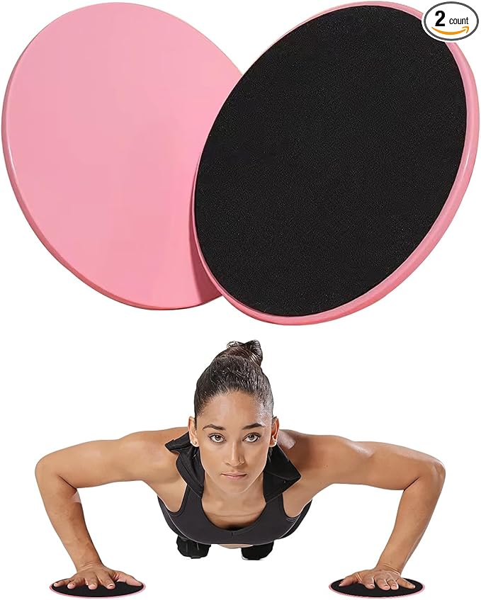 Exercise Core Sliders Glid Discs 2 Pack - Dual-Sided Workout Sliding Discs for Home Gym, Pilates, Physical Therapy, Ab & Full Body Training