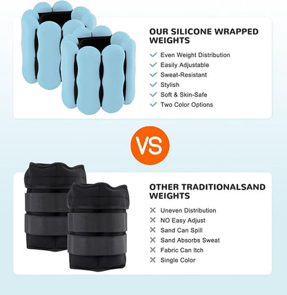 Wrist Ankle Weights for Women Men, Leg Arm Wrist Weights Bangles 1lb*2 2lb*2 Wearable Weights Pilates Weighted Bracelet for Strength Training Walking Swimming Yoga Physical Therapy