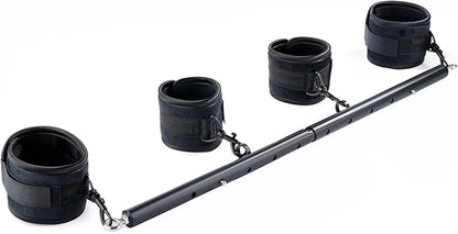Heavy Duty Stainless Steel Expandable Spreader Bar with 4pcs PU Black--Pink Skull Pattern Detachable Adjustable Straps,Workout Bar for Home Indoor Gym Training Kit