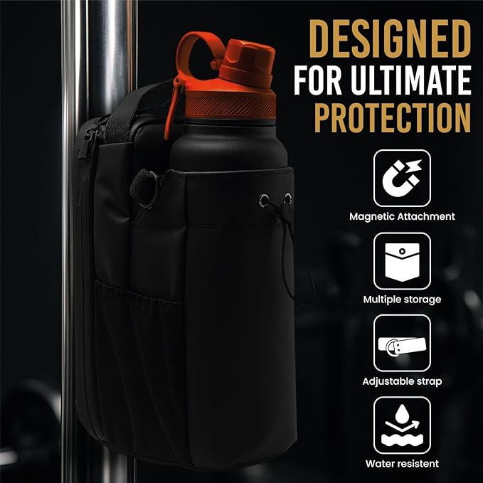 Magnetic Gym Bag – Compact Crossbody Fitness Pouch with Water Bottle Holder – Small Gym Bag for Men & Women – Secure Magnetic Storage & Travel-Friendly Design