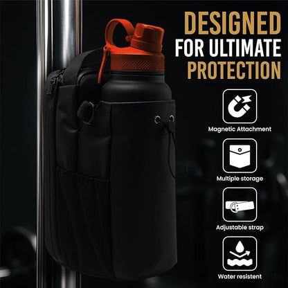 Magnetic Gym Bag – Compact Crossbody Fitness Pouch with Water Bottle Holder – Small Gym Bag for Men & Women – Secure Magnetic Storage & Travel-Friendly Design