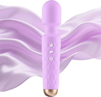 Personal Massager - 4H Max Runtime & Ultra-Quiet - Waterproof - 20 Modes 8 Speeds for Deep Tissue Back Massage, Post-Workout Recovery and Neck Muscle Relaxation（Purple）