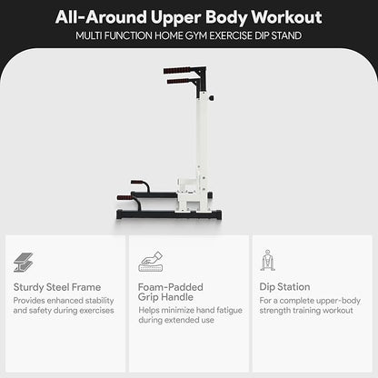BalanceFrom Steel Frame Dip Station with Adjustable Height, 500 Pound Weight Capacity – Upper Body Workout Home Gym Equipment for Triceps, Push & Pull Ups, Leg Raises, and Bench Press