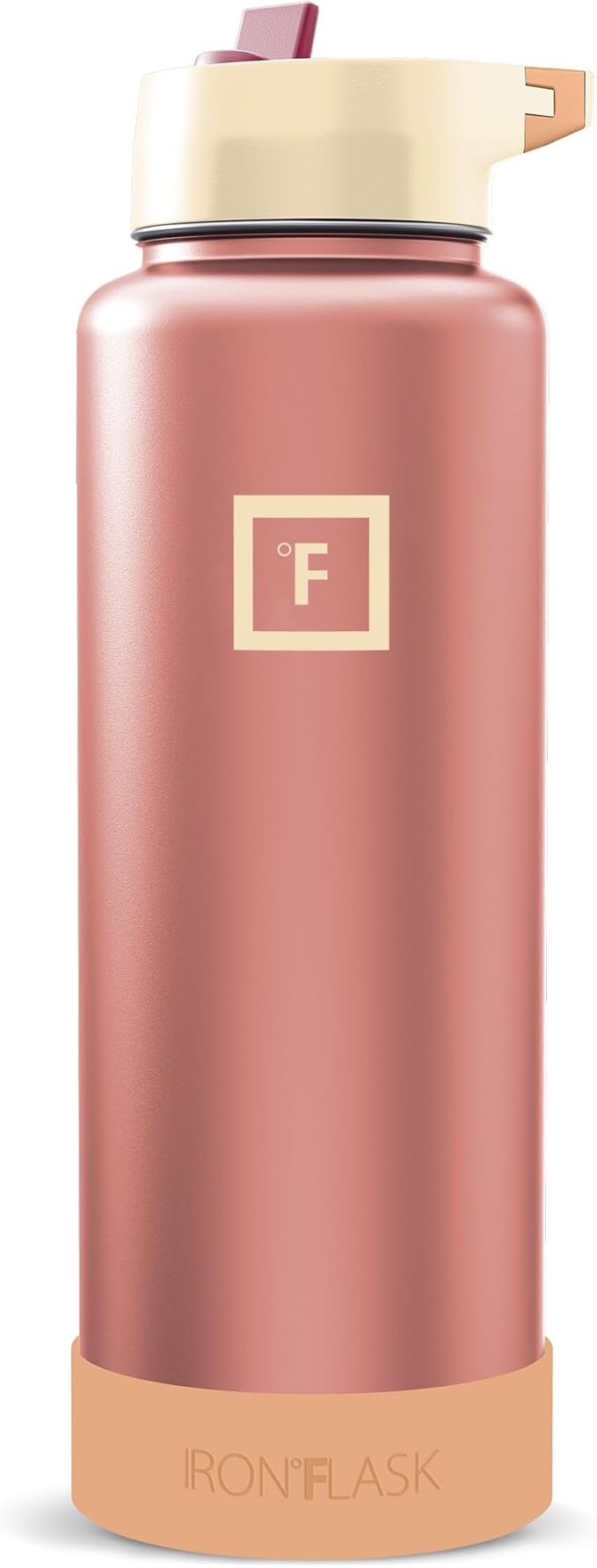 IRON °FLASK Camping & Hiking Hydration Flask with Straw, Wide Mouth Insulated Stainless Steel Sports Water Bottle - Dream Sunset 40 oz - Straw (1 Lid)