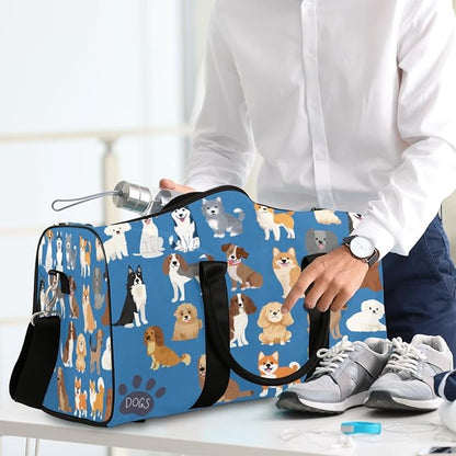 Travel Duffel Bag Cute Dog Doggy Sport Gym Bag Weekender Overnight Bag Carry on bag Training Shoulder for Women Men Boys Girls