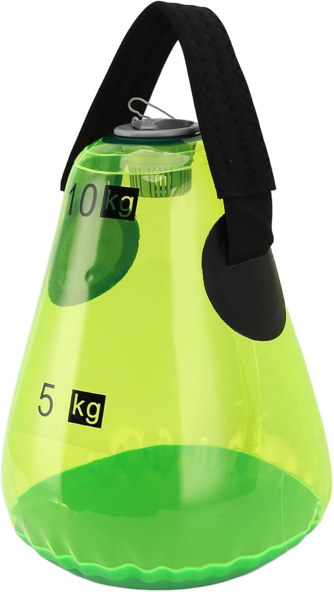Water Filled Kettlebell Inflatable Portable Soft Handle 10kg Capacity Water Weight Bag for Home Gym Travel Workout Green PVC Material